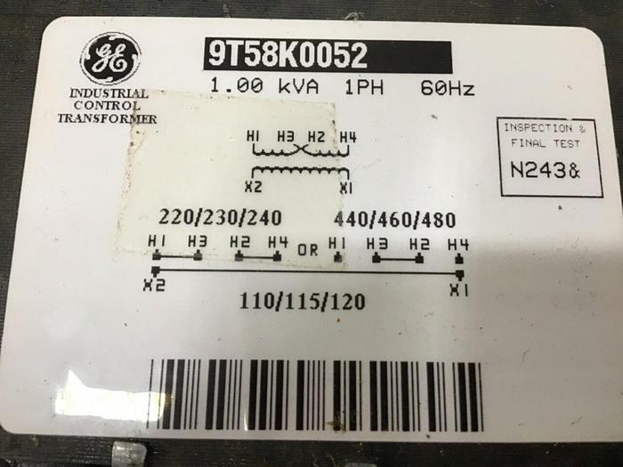 Used GENERAL ELECTRIC / GE 1.00 kVA Transformer 9T58K0052 Usedf