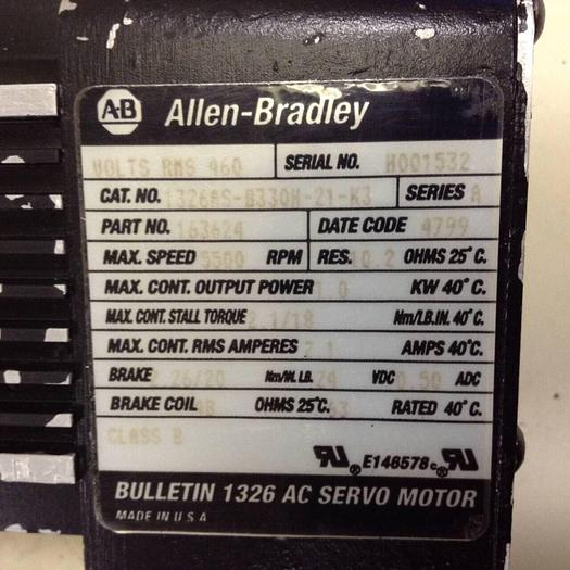 Used ALLEN BRADLEY AC Servo Motor 1326AS-B330H-21-K3 SER A Used