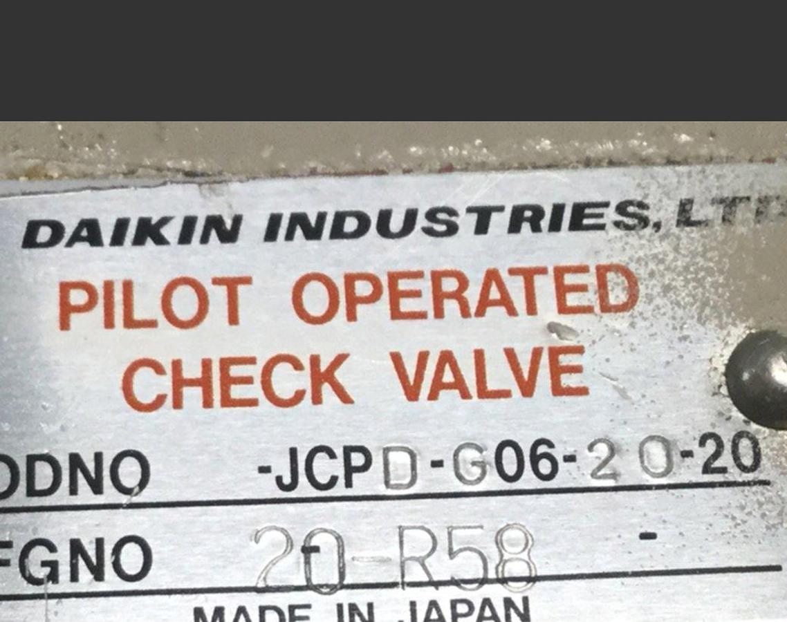 Used DAIKIN Pilot Operated Check Valve JCPD-G06-20-20 USED