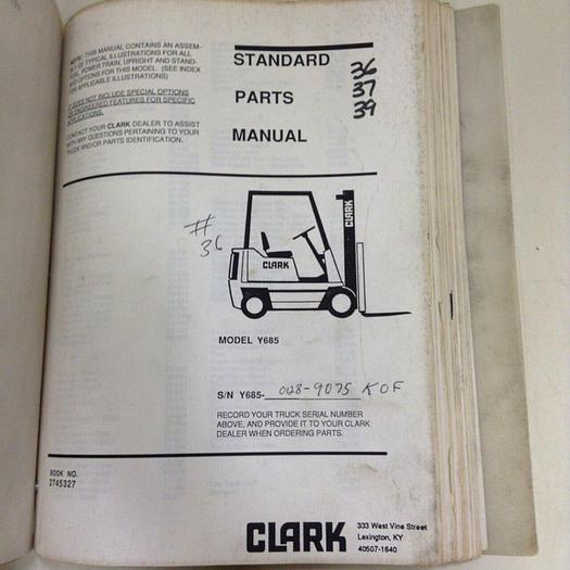 Used CLARK EQUIPMENT Standard Parts Manual 2745327 #71002