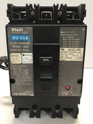 Used FUJI ELECTRIC 60 Amp Circuit Breaker BU-ESB3060 #127462