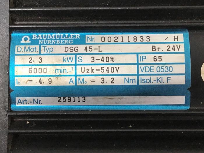 Used BAUMULLER Servo Motor DSG 45-L Used