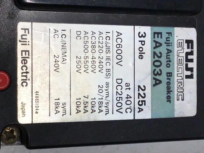 Used FUJI ELECTRIC 225 Amp Breaker EA203A-225A #135281