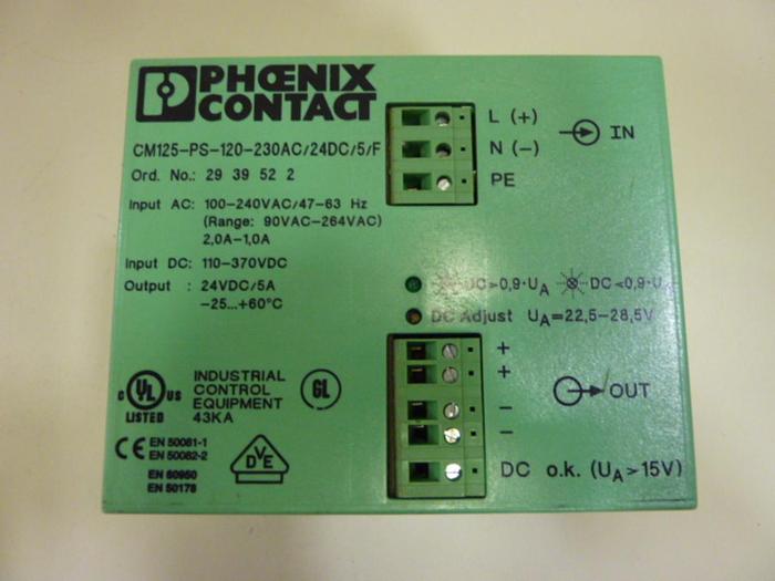 Used PHOENIX CONTACT Power Supply CM125-PS-120-230AC/24DC/5/F #55858