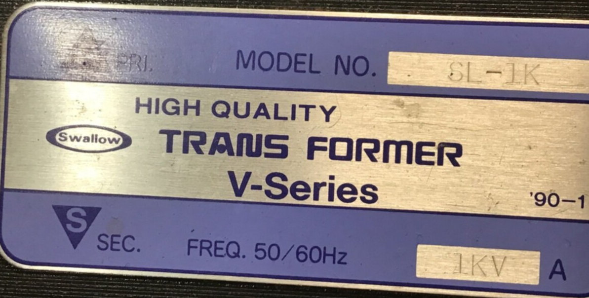 Used SWALLOW ELECTRIC CO. 1 kVA Transformer SL-1K USED