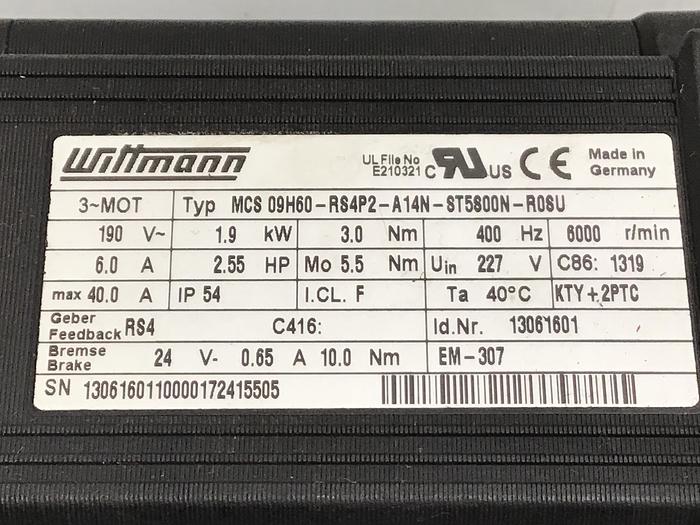 Used WITTMANN Motor MCS 09F60-RS4P2-A14N-ST5S00N-R0SU Used #133790
