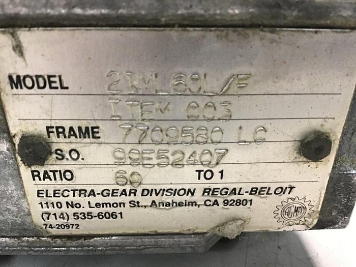 Used ELECTRA Gear 7709580 21ML60L/F Motor Used