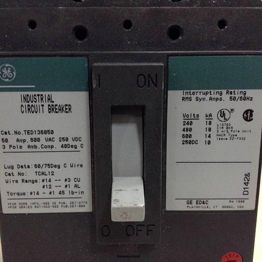 Used GE 50 Amp Circuit Breaker TED136050 #85971