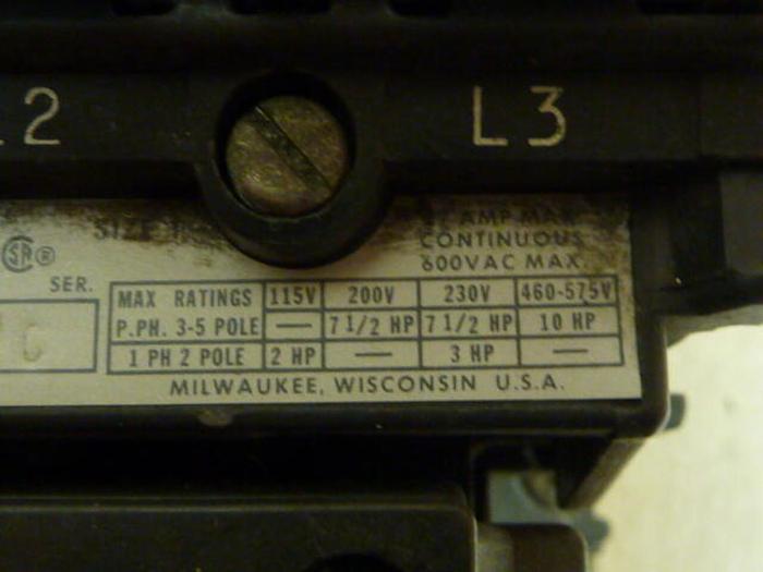 Used ALLEN BRADLEY Motor Starter Size 1 505-BOD SER C #29559