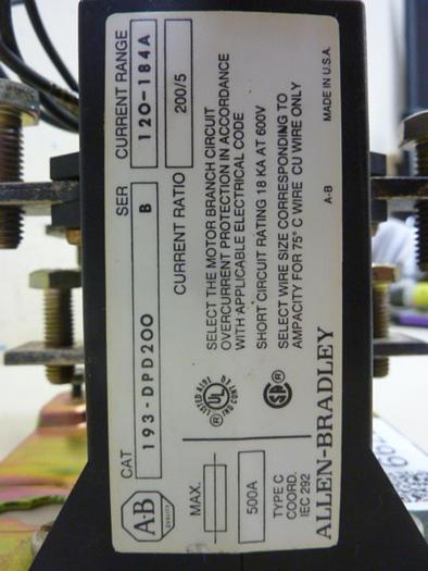 Used ALLEN BRADLEY Overload Relay 193-DPD200 SER B #66220