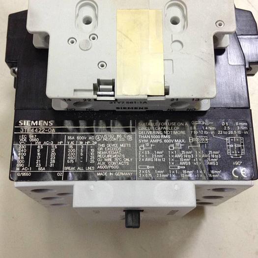 Used SIEMENS Contactor 3TF4422-0A #86027