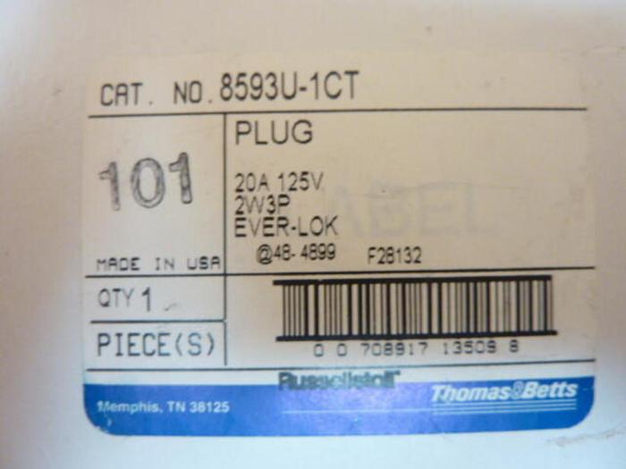 THOMAS & BETTS Ever-Lok Plug 8593U-1CT #38866