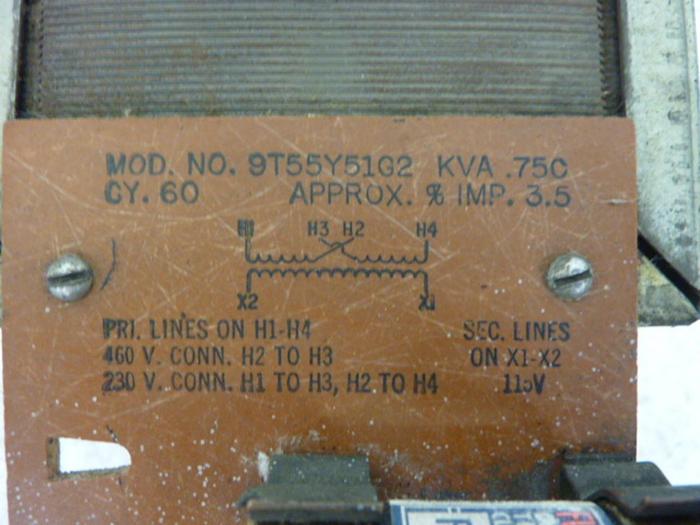 Used GENERAL ELECTRIC .750 kVA Transformer 9T55Y51G2 #56462