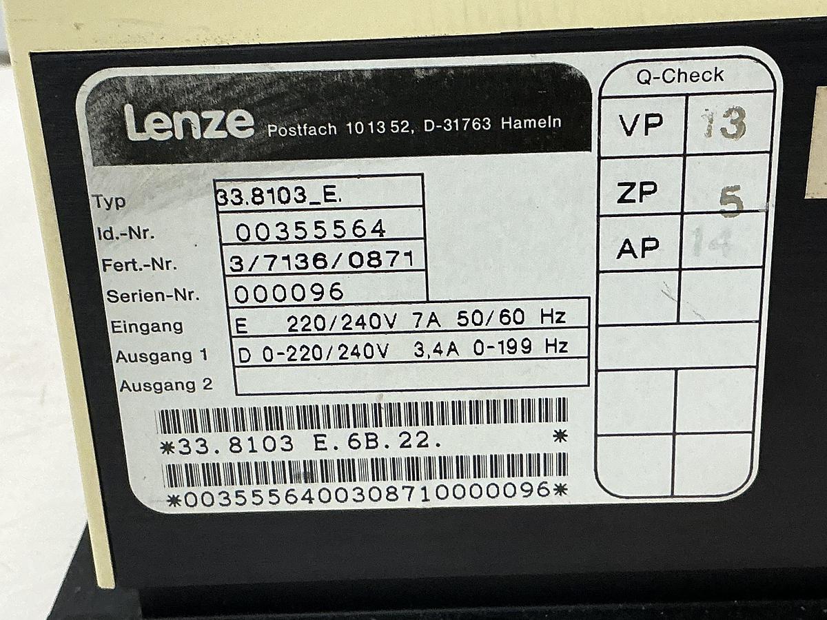 Used LENZE 33.8103_E