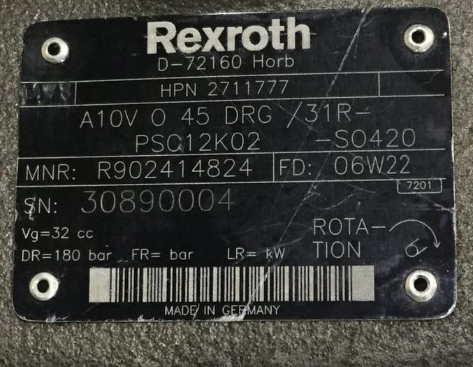 Used REXROTH Hydraulic Pump A10VO45DRG/31RPSC12K02S0420 USED