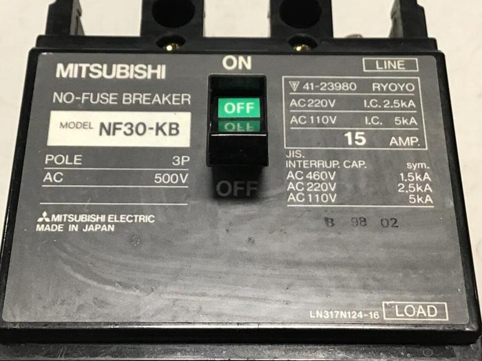 Used MITSUBISHI 15 Amp Breaker NF30-KB #120835