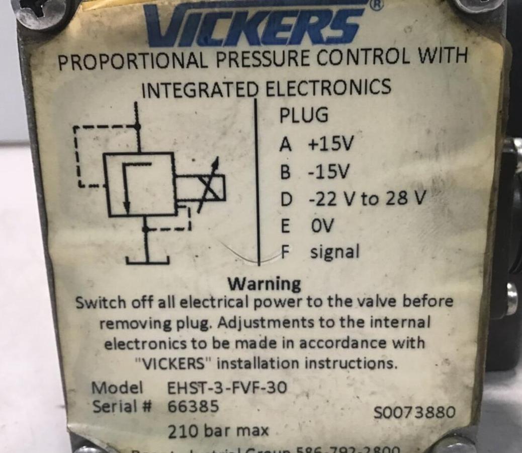Used VICKERS Proportional Control Valve EHST-3-FVF-30 USED