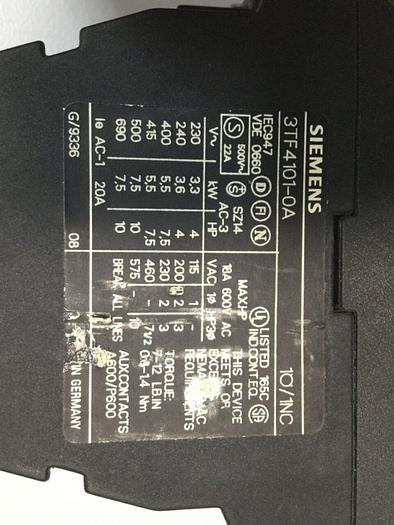 Used SIEMENS Contactor 3TF4101-0A #103639