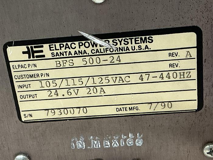 Used ELPAC POWER SYSTEM BFS 500-24 REV. A