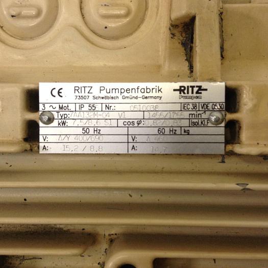Used RITZ PUMPEN Motor 7AA132M-04 V1 #75140