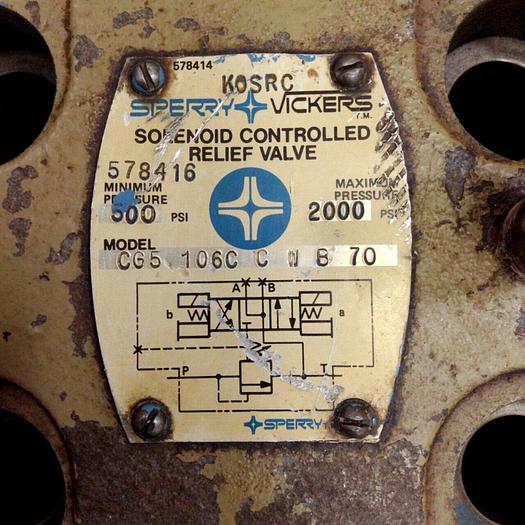 Used SPERRY VICKERS Solenoid Controlled Relief Valve CG5106CCWB70 #69389