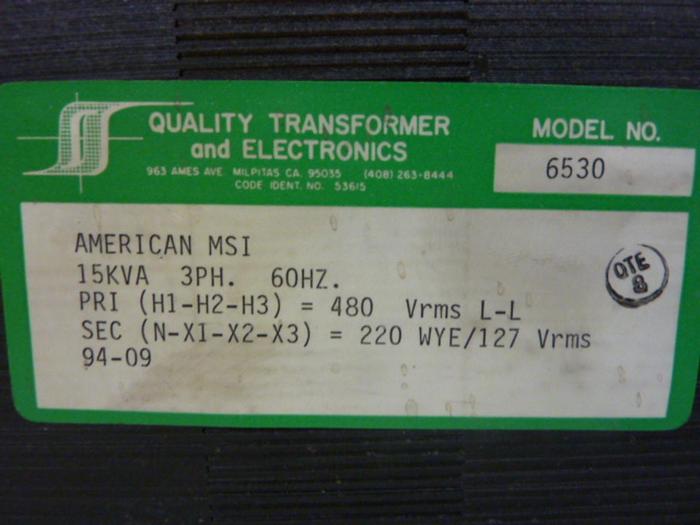 Used AMERICAN MSI Transformer 6530 #51894