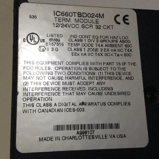 Used GE FANUC Term Module IC660TBD024M #84381