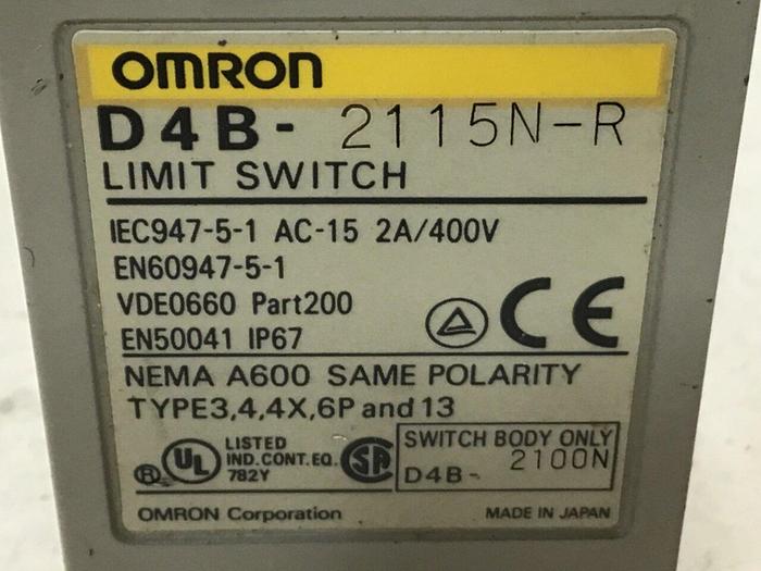 Used OMRON Limit Switch D4B-2115N-R #121528