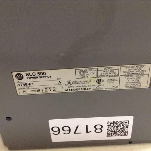 Used ALLEN BRADLEY Power Supply & Slot Rack 1746-P1 SER A / 1746-A7 SER A #81766