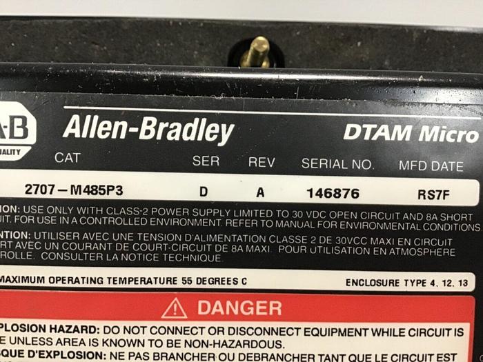 Used ALLEN BRADLEY Operator Panel 2707-M485P3 SER D #121107