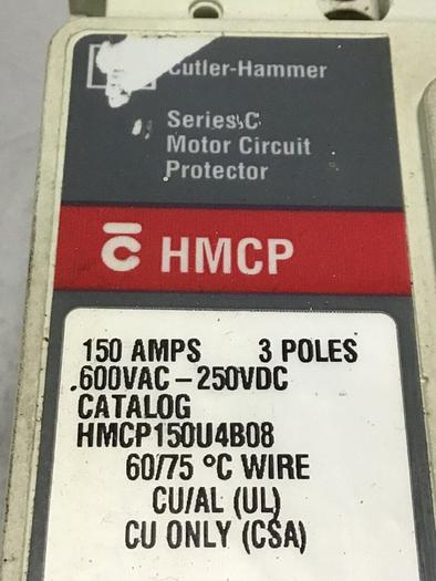 Used CUTLER HAMMER Circuit Breaker 150 Amp HMCP150U4B08 #141389