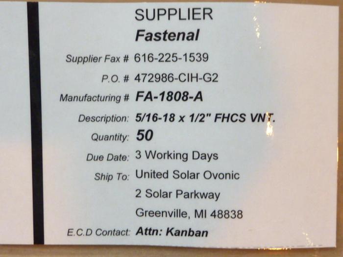 U-C COMPONENTS Flat Head Cap Screw FA-1808-A #41294