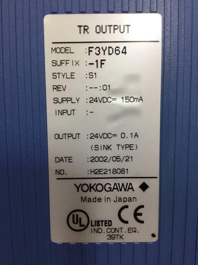 Used YOKOGAWA TR Output Module F3YD64-1F #98774