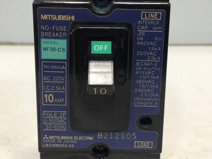 Used MITSUBISHI Circuit Breaker 10 Amp NF30-CS-2P-10 #119805