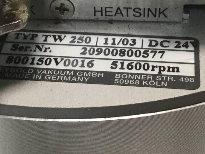Used LEYBOLD Turbomolecular Pump w/ TDS Profibus TW250 S Used
