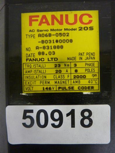 Used FANUC AC Servo Motor A06B-0502-B031 Used