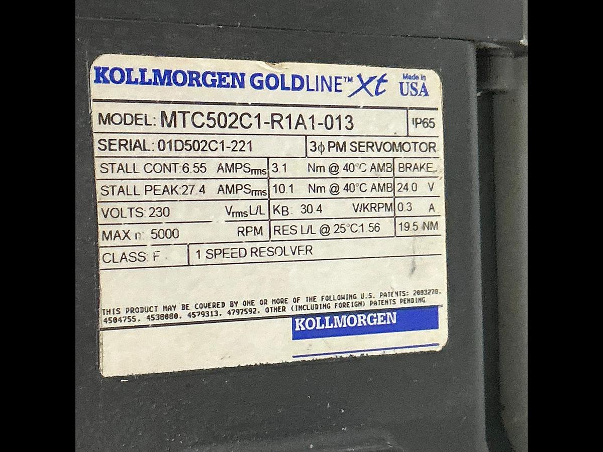 Used KOLLMORGEN GOLDLINE XT MTC502C1-R1A1-013