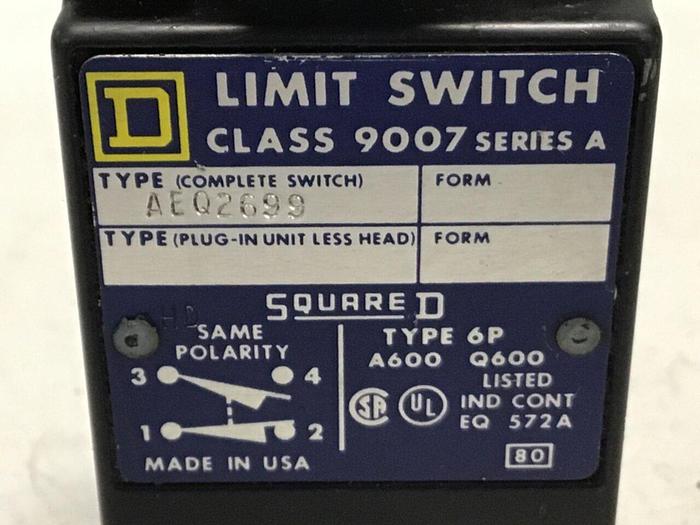 Used SQUARE D Limit Switch 9007-AEQ2699 #121422