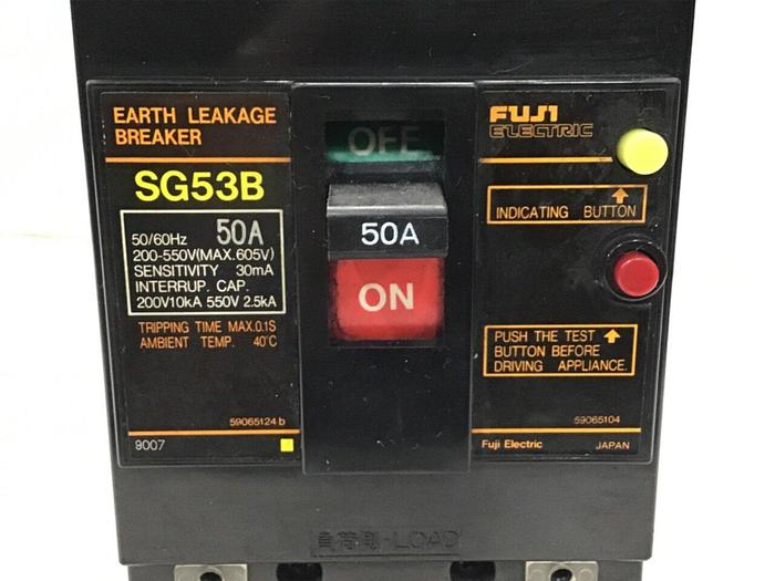 Used FUJI ELECTRIC Circuit Breaker 50 Amp SG53B-50 #115990
