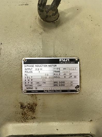 Used FUJI ELECTRIC 30 HP Induction Motor MRA3184J Used
