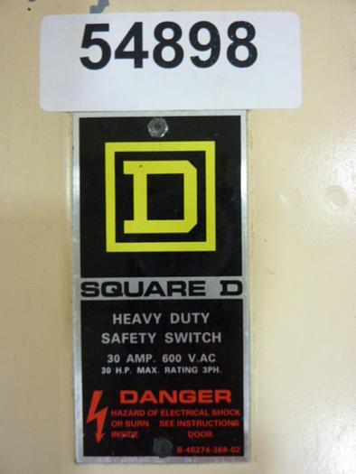 Used SQUARE D 30 Amp Safety Switch HU361 E2 #54898