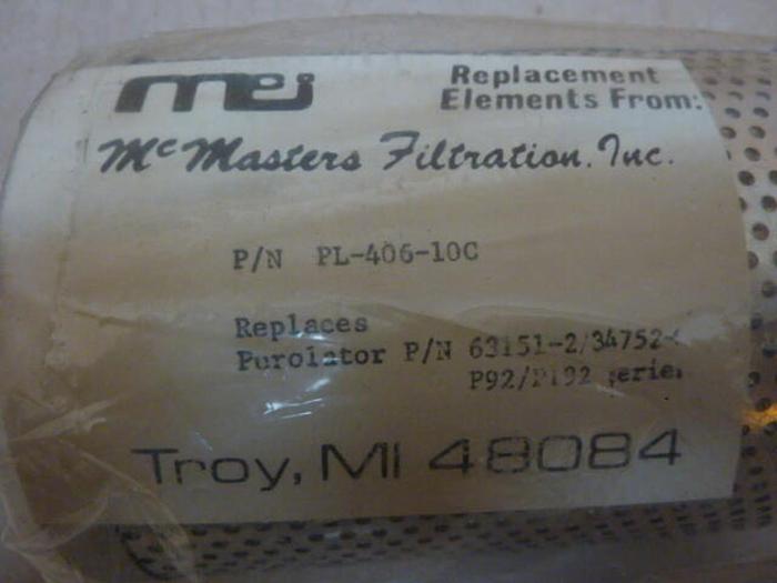 MCMASTERS FILTRATION Filter PL-406-10C #27309