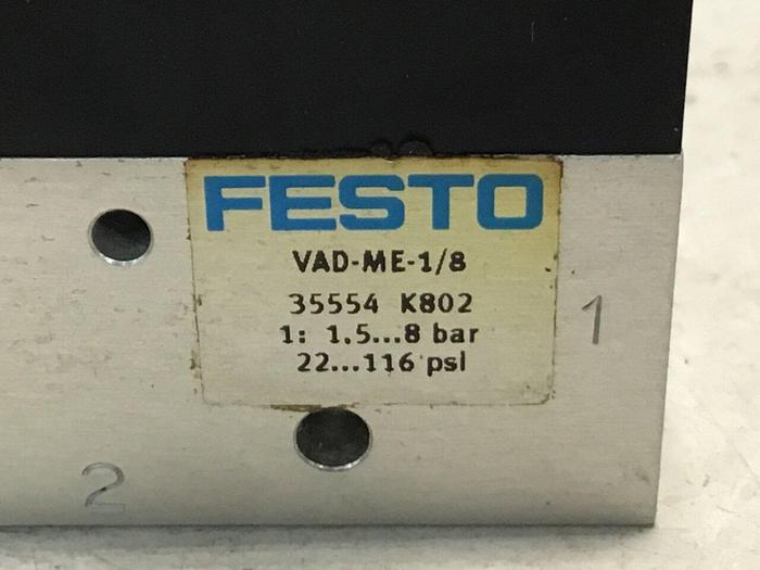 Used FESTO Vacuum Generator/Solenoid Valve VAD-ME-1/8 #129029