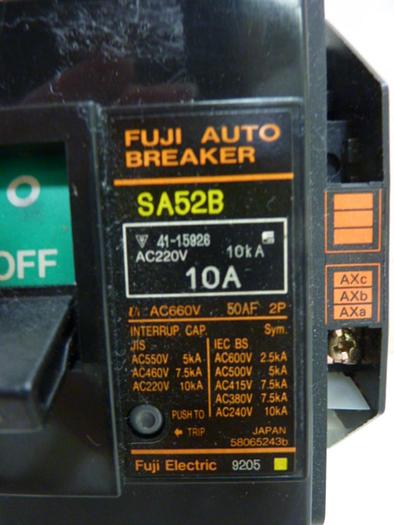 Used FUJI ELECTRIC 10 Amp Auto Circuit Breaker SA52B-10 #73801