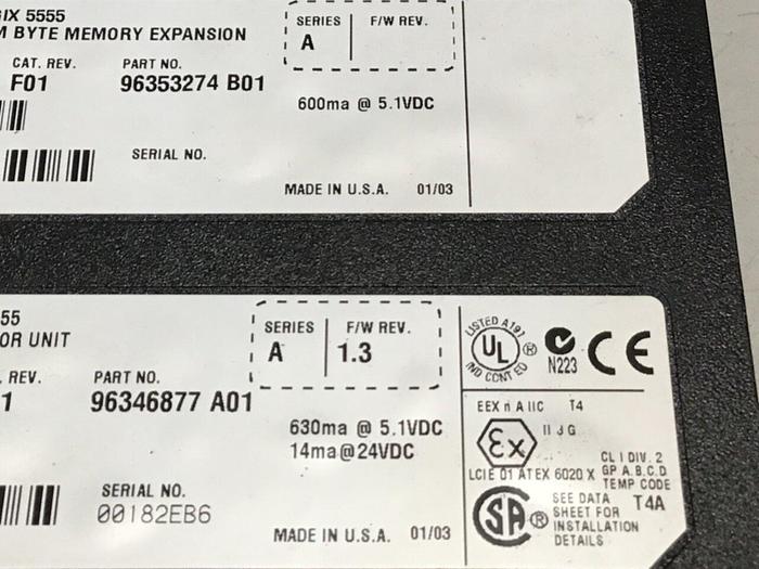 Used ALLEN BRADLEY Logix 5555 Processor Module 1756-L55 SER A #129059