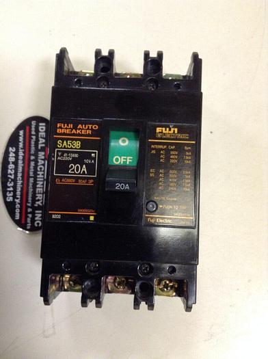Used FUJI ELECTRIC 20 Amp Circuit Breaker SA53B-20 #75214