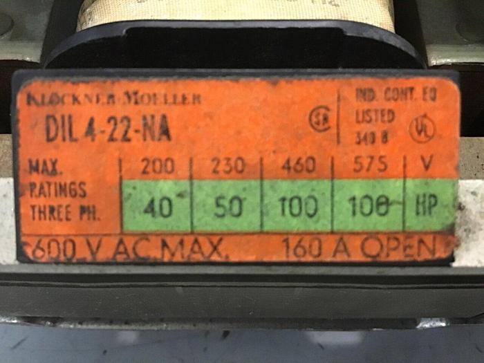Used KLOCKNER MOELLER Contactor DIL 4-22-NA #127476