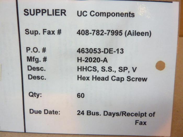 U-C COMPONENTS Hex Head Screw H-2020-A #41290