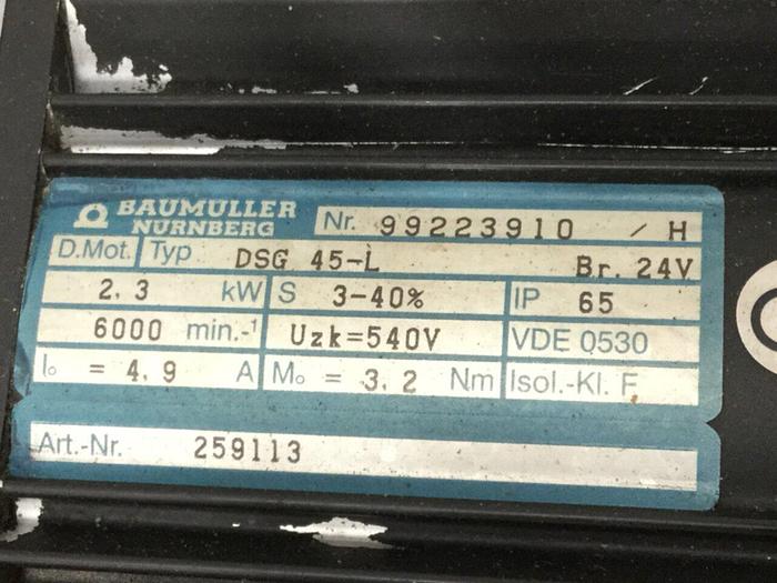 Used BAUMULLER Servo Motor DSG 45-L Used