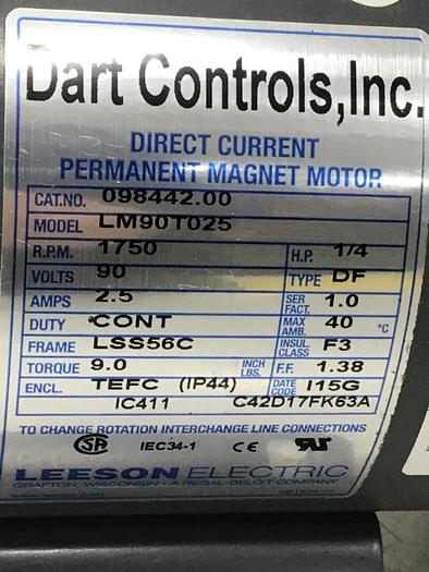 Used DART CONTROLS Magnet Motor W/Gearbox LM90T025 Used
